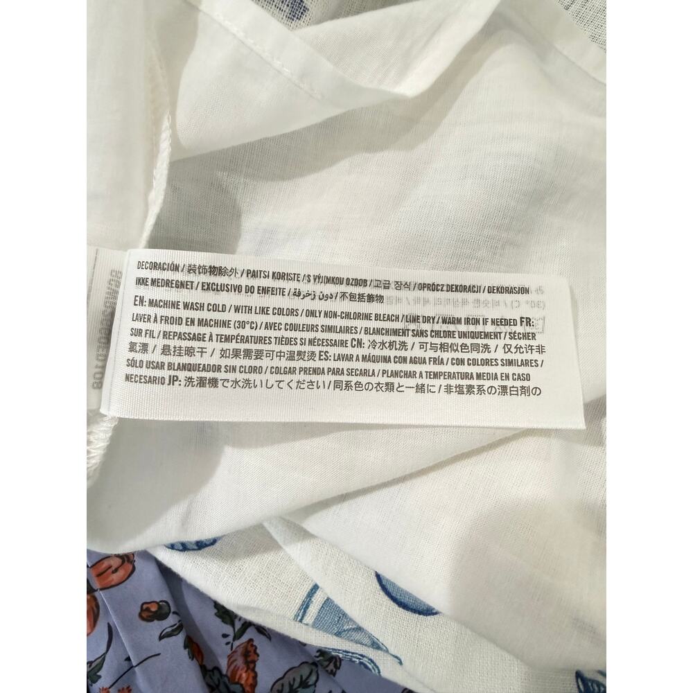 Abercrombie & Fitch Linen Blend Wide Strap Mini Dress White Blue Food Medium - Picture 16 of 16